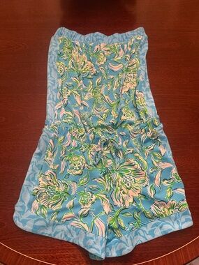 Lilly Pulitzer Blue Floral Strapless Romper